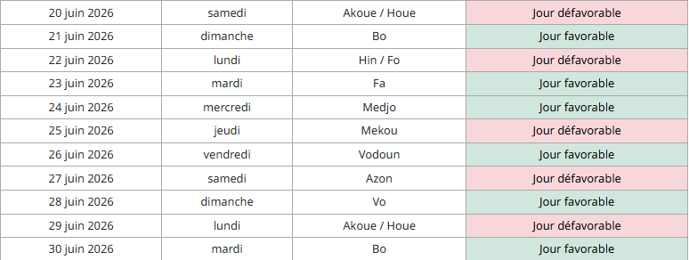 Calendrier Fêzan – Juin 2026